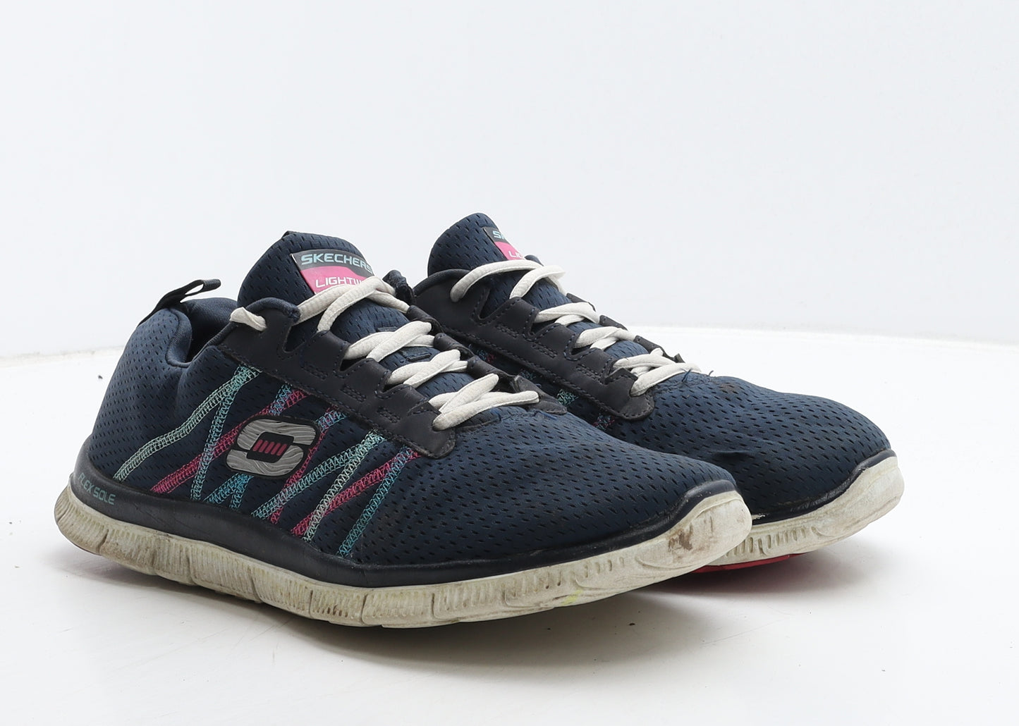 Skechers Womens Blue Geometric Fabric Trainer UK 7 40