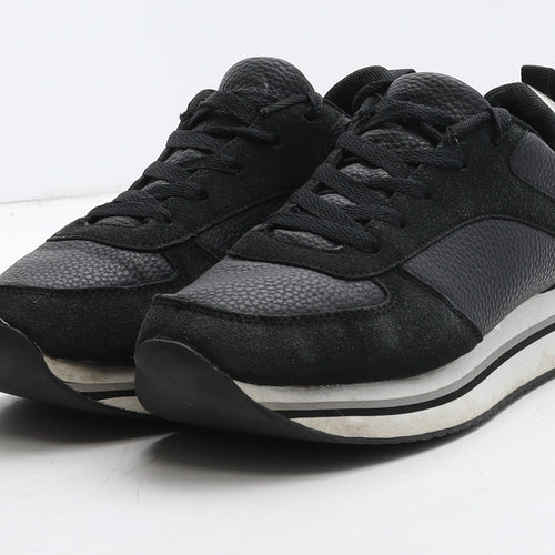 Primark Womens Black Leather Trainer Casual UK 5 38