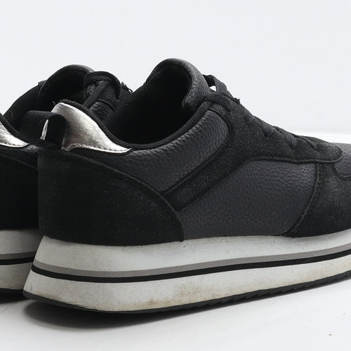 Primark Womens Black Leather Trainer Casual UK 5 38
