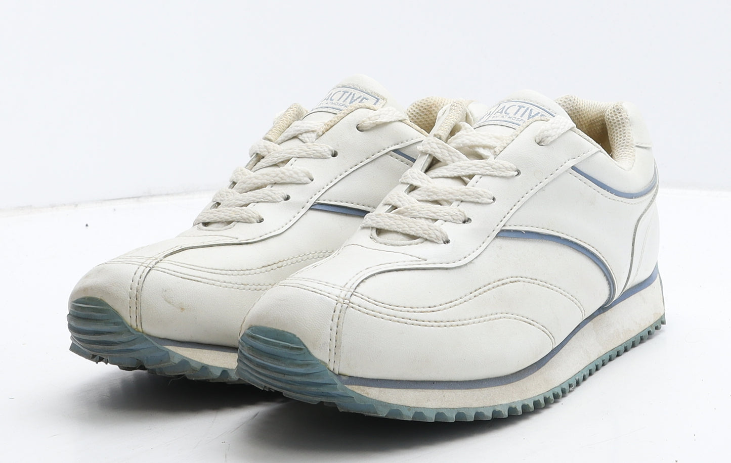 Atmosphere Womens White Geometric Leather Trainer UK 8 41