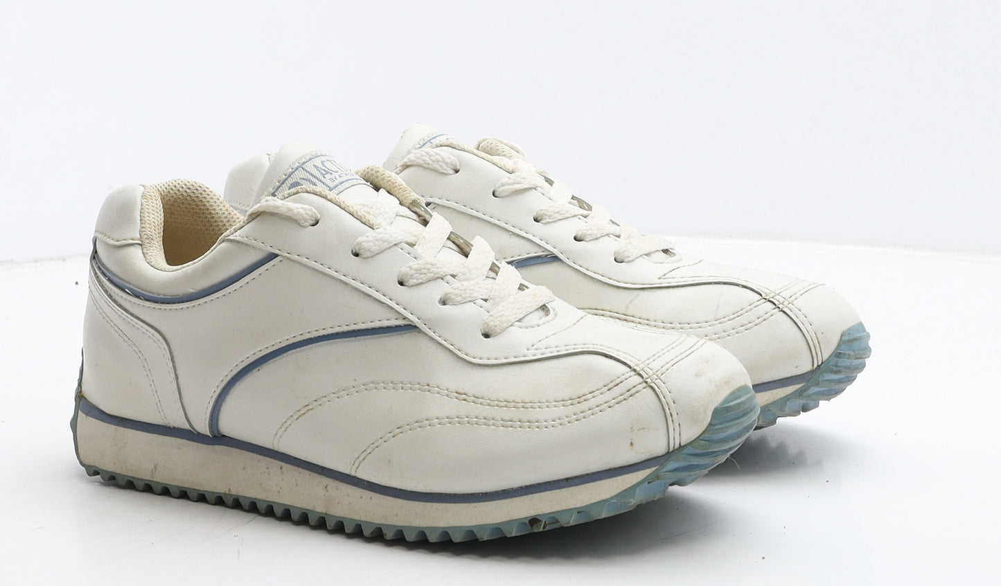 Atmosphere Womens White Geometric Leather Trainer UK 8 41