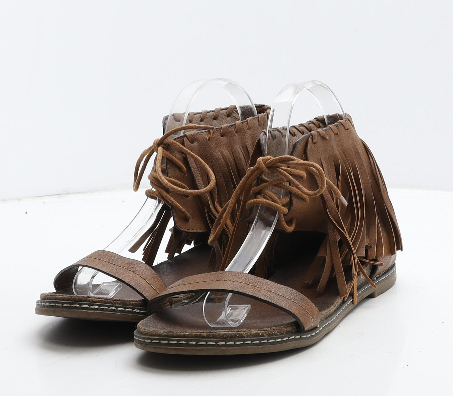 Preworn Womens Brown Leather Strappy Sandal UK 7 40