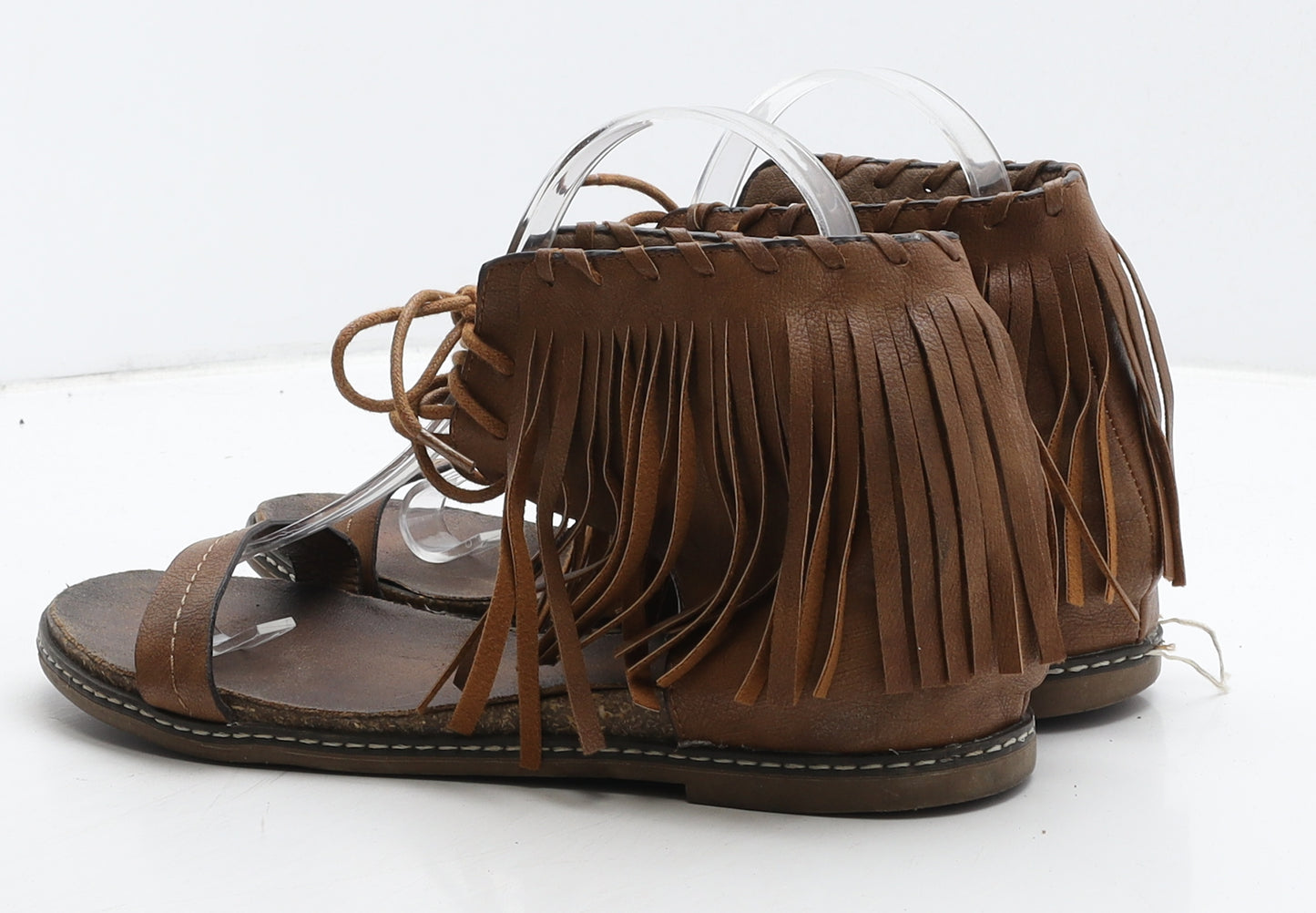 Preworn Womens Brown Leather Strappy Sandal UK 7 40