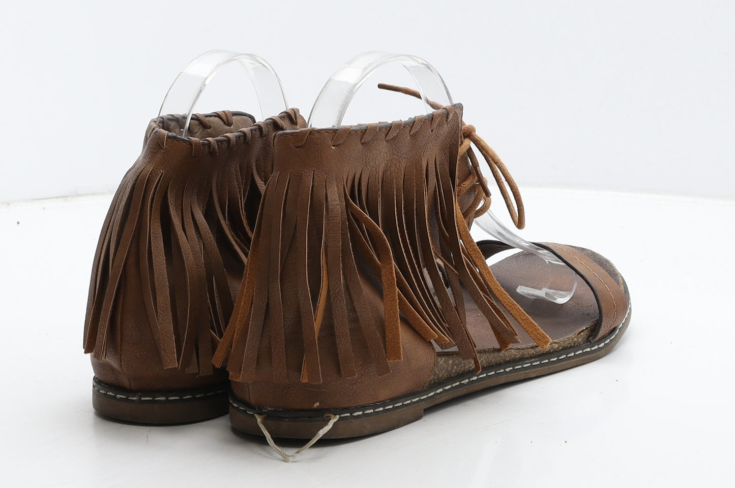 Preworn Womens Brown Leather Strappy Sandal UK 7 40