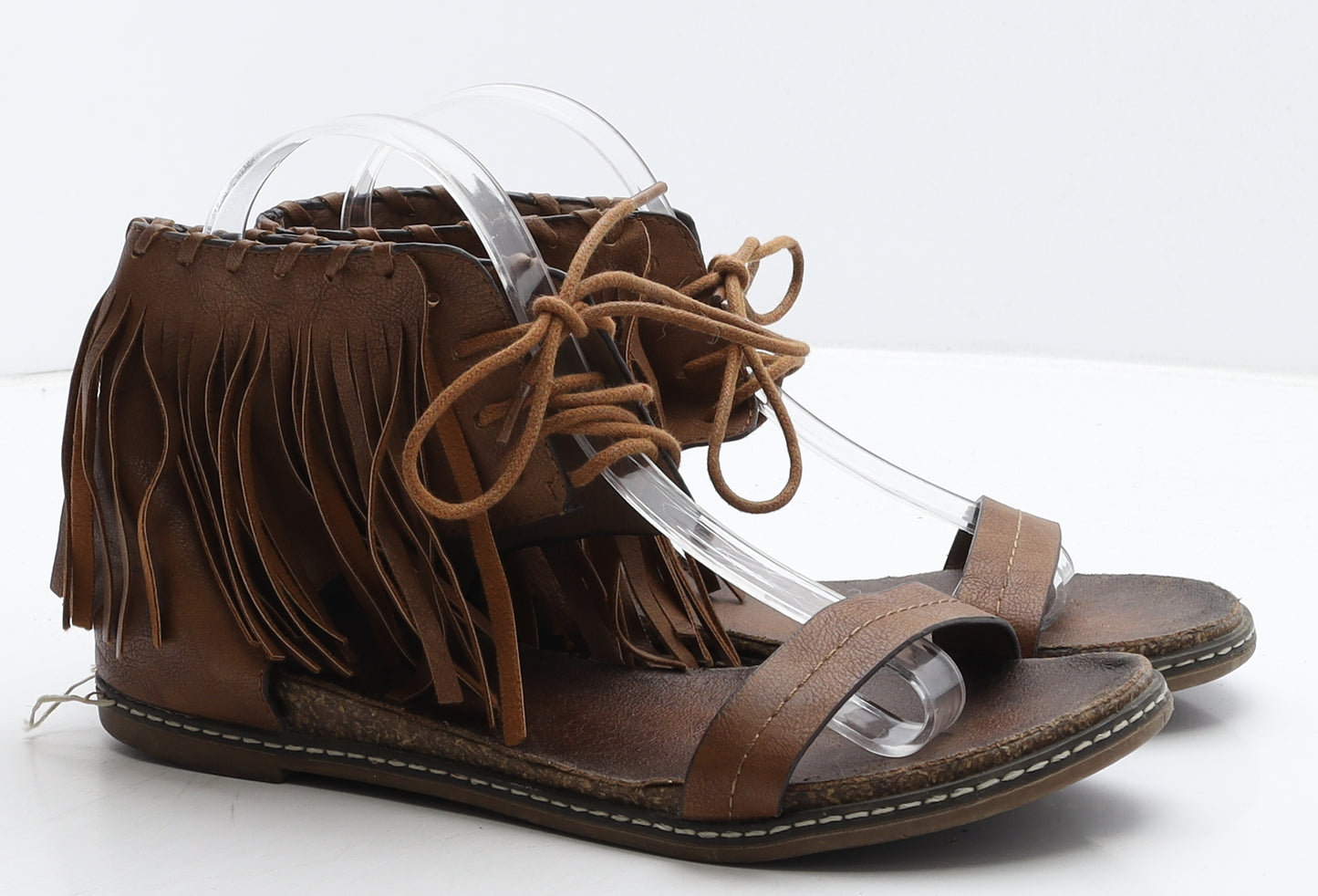 Preworn Womens Brown Leather Strappy Sandal UK 7 40
