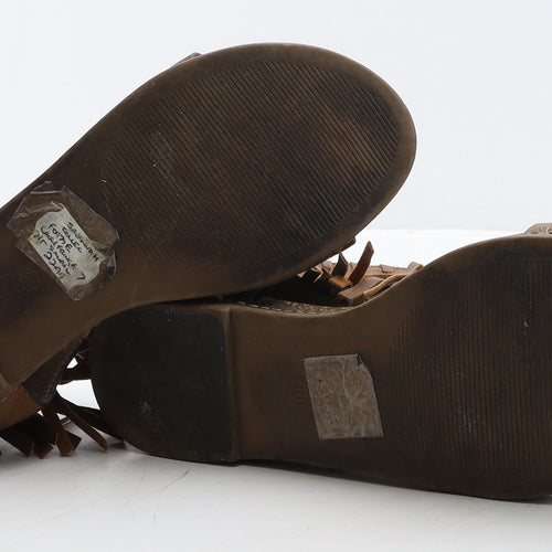Preworn Womens Brown Leather Strappy Sandal UK 7 40