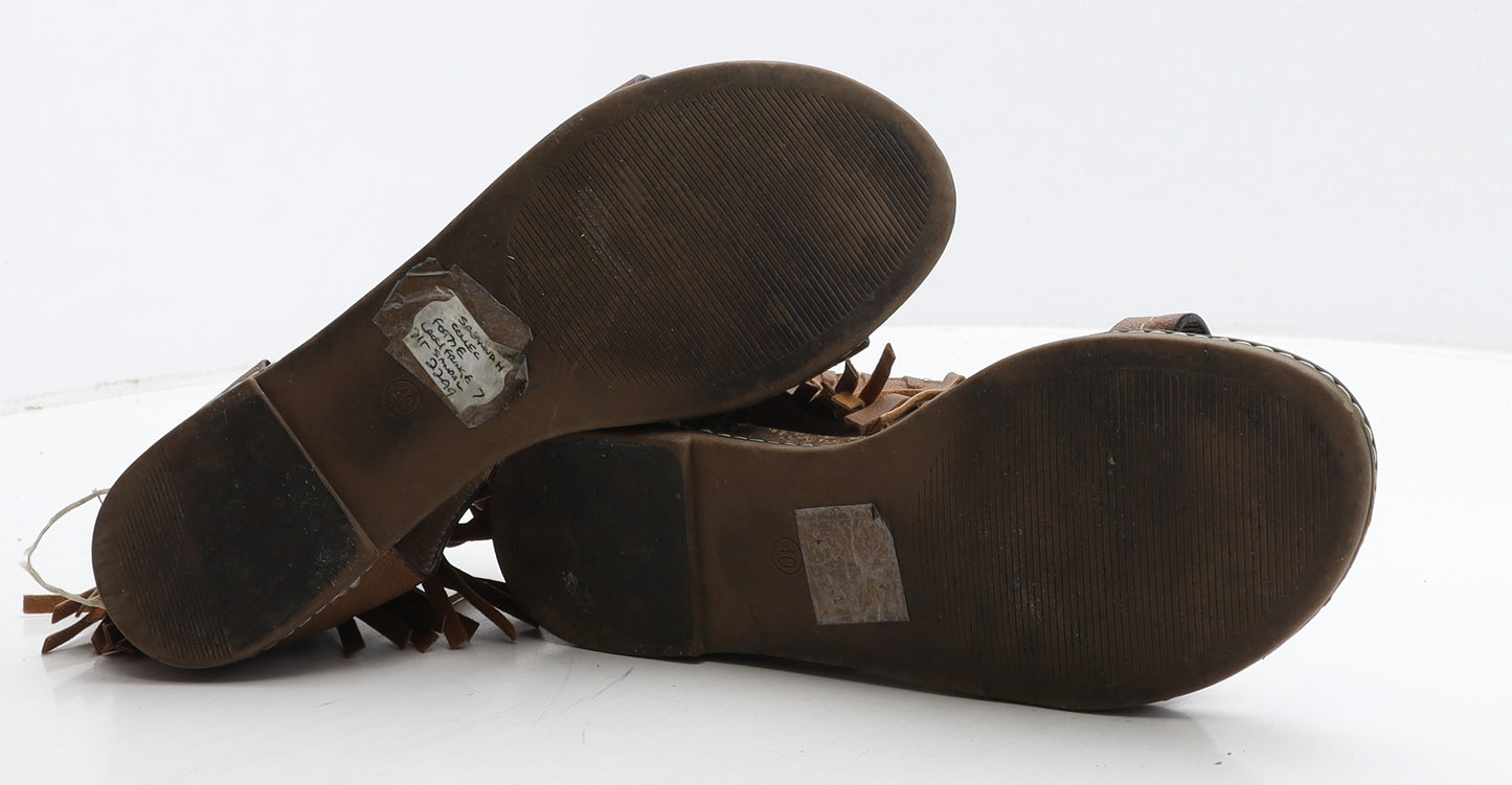 Preworn Womens Brown Leather Strappy Sandal UK 7 40