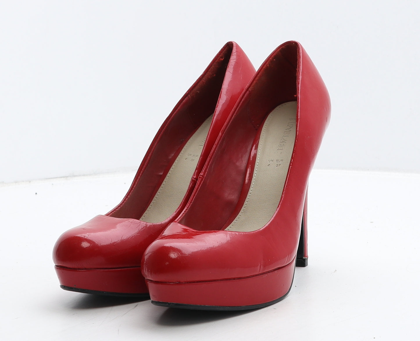 Love Label Womens Red Vinyl Court Heel UK 4 37