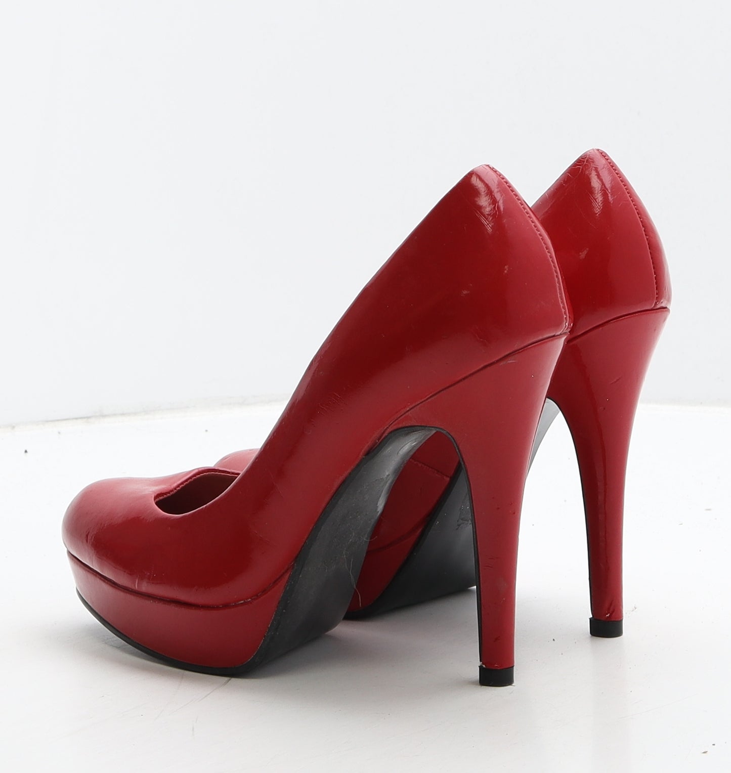 Love Label Womens Red Vinyl Court Heel UK 4 37