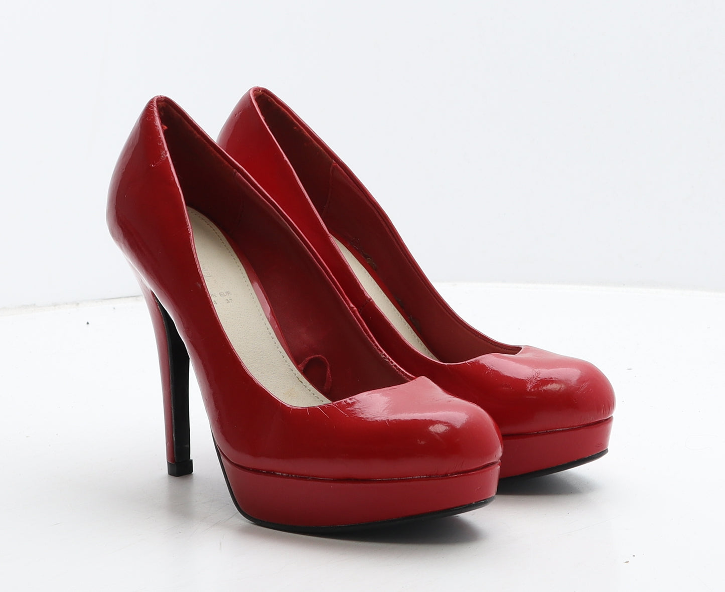 Love Label Womens Red Vinyl Court Heel UK 4 37