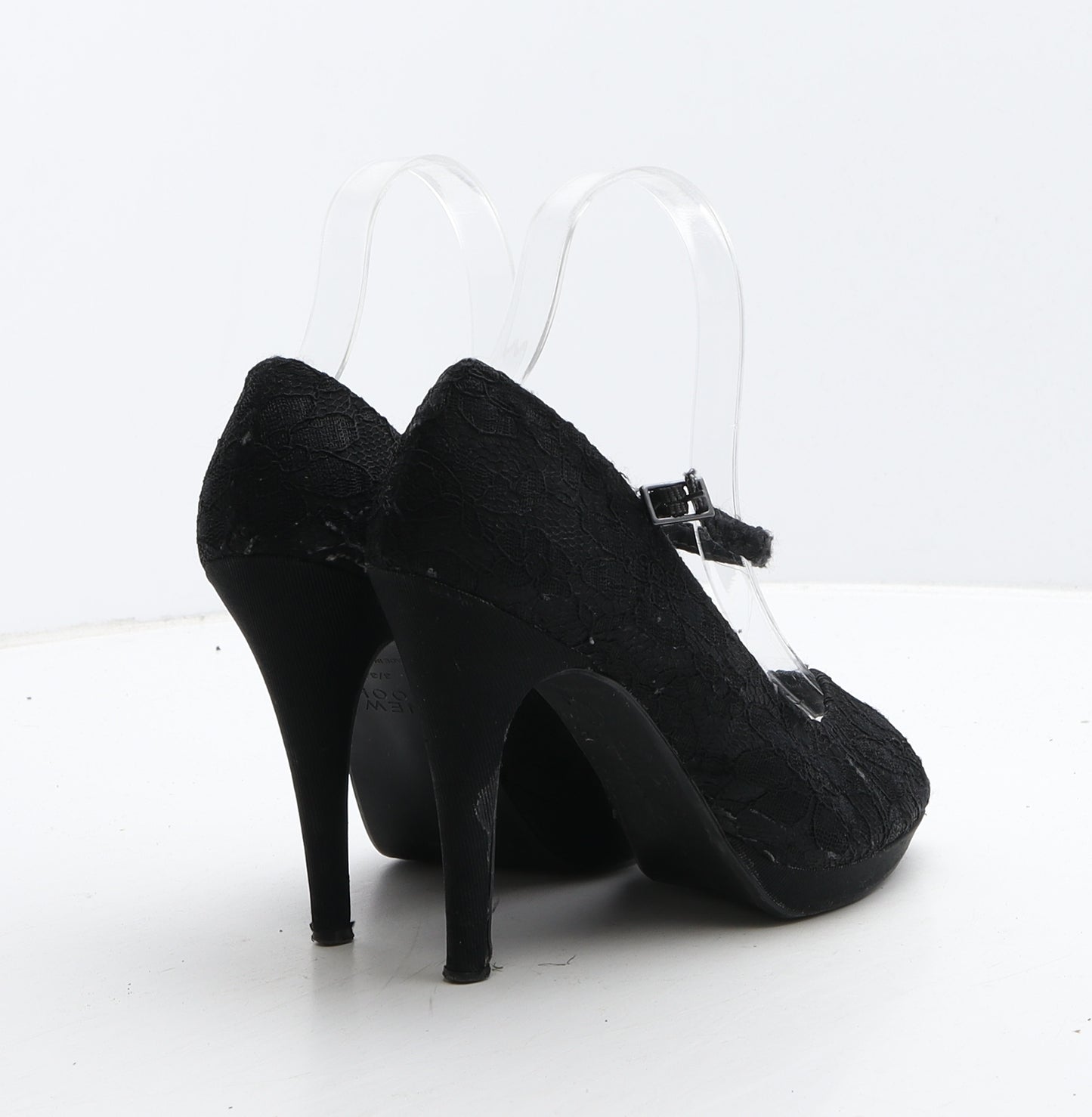 New Look Womens Black Floral Fabric Strappy Heel UK 3 36