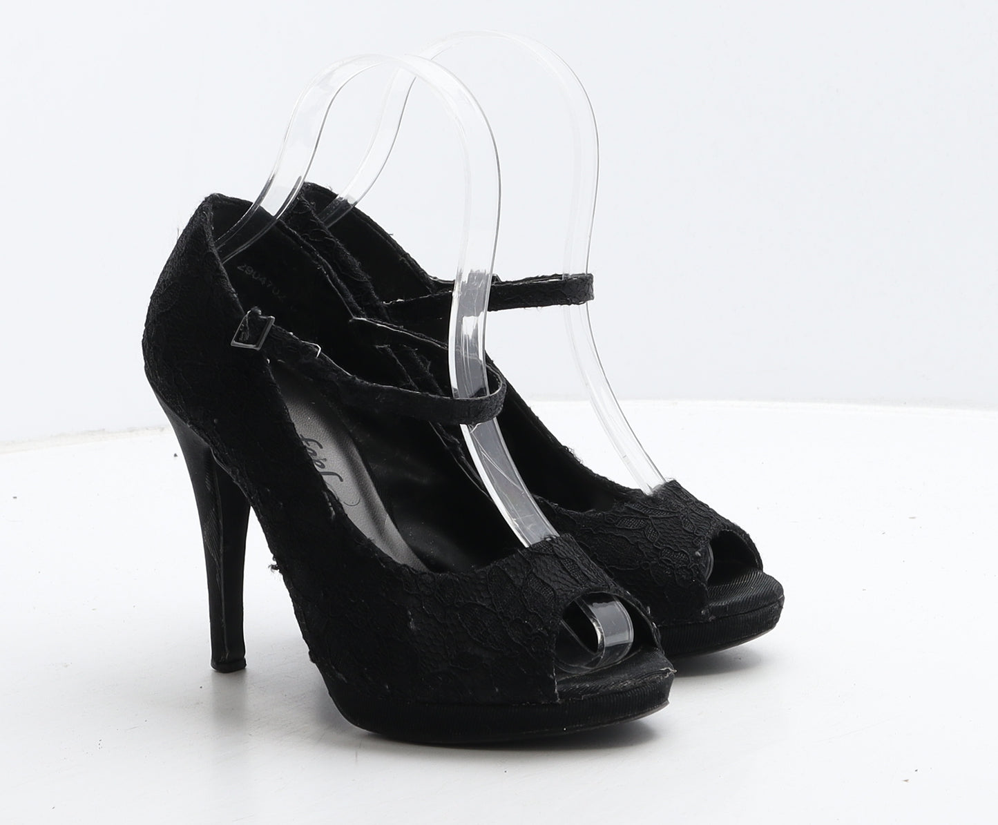 New Look Womens Black Floral Fabric Strappy Heel UK 3 36