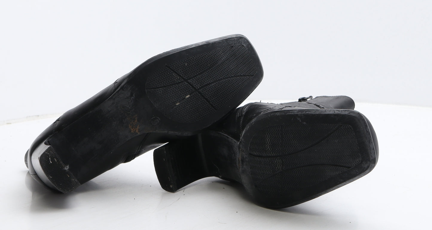 Clarks Womens Black Geometric Leather Bootie Boot UK 5