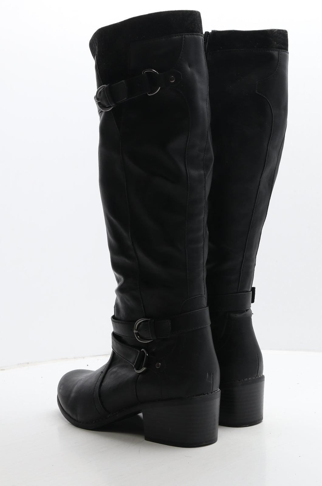 Lilley Womens Black Leather Slip On Boot UK 7