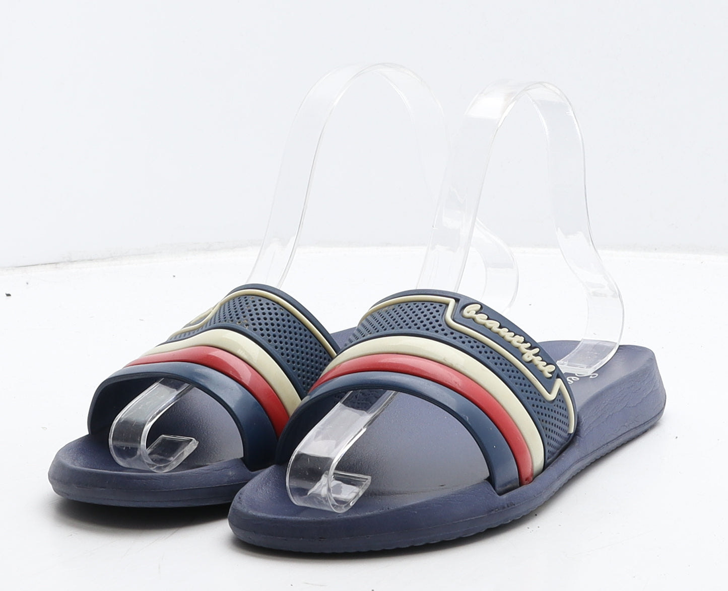 Seasky Boys Blue Striped Rubber Slider Casual UK 4 37