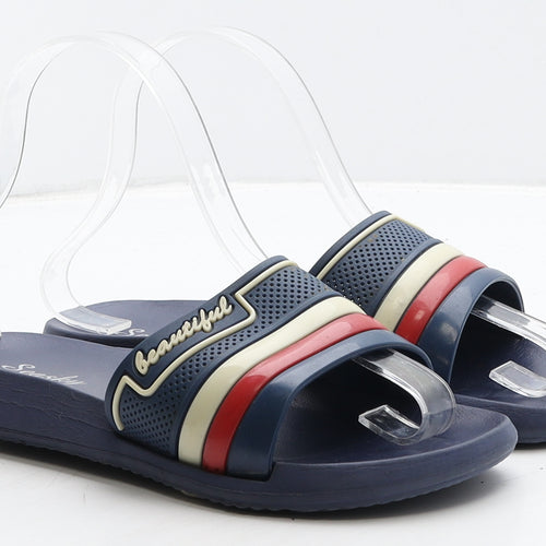 Seasky Boys Blue Striped Rubber Slider Casual UK 4 37