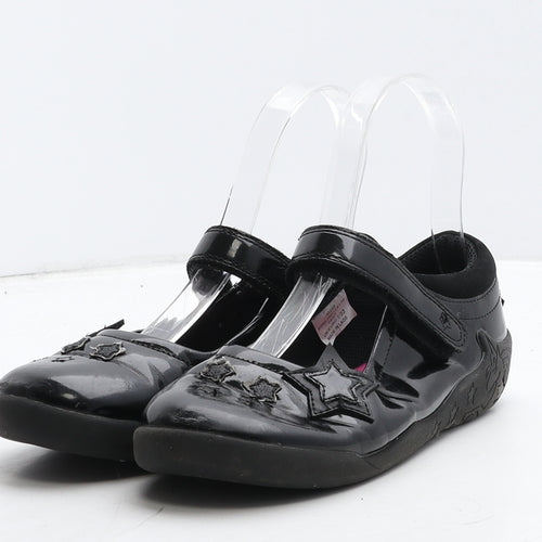 George Girls Black Geometric Vinyl Mary Jane Flat UK 1 33
