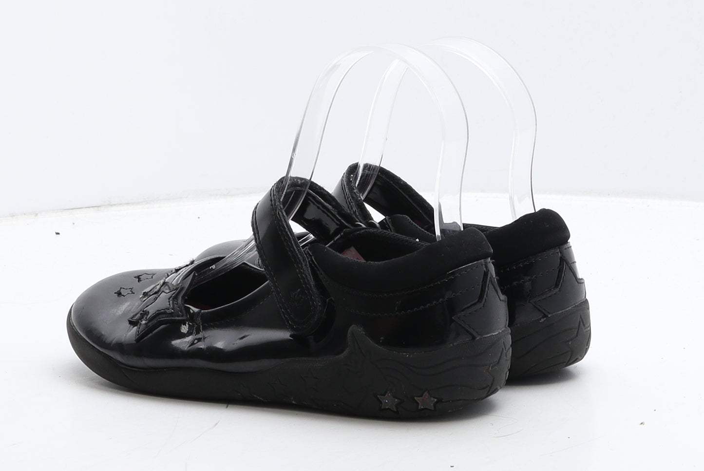 George Girls Black Geometric Vinyl Mary Jane Flat UK 1 33