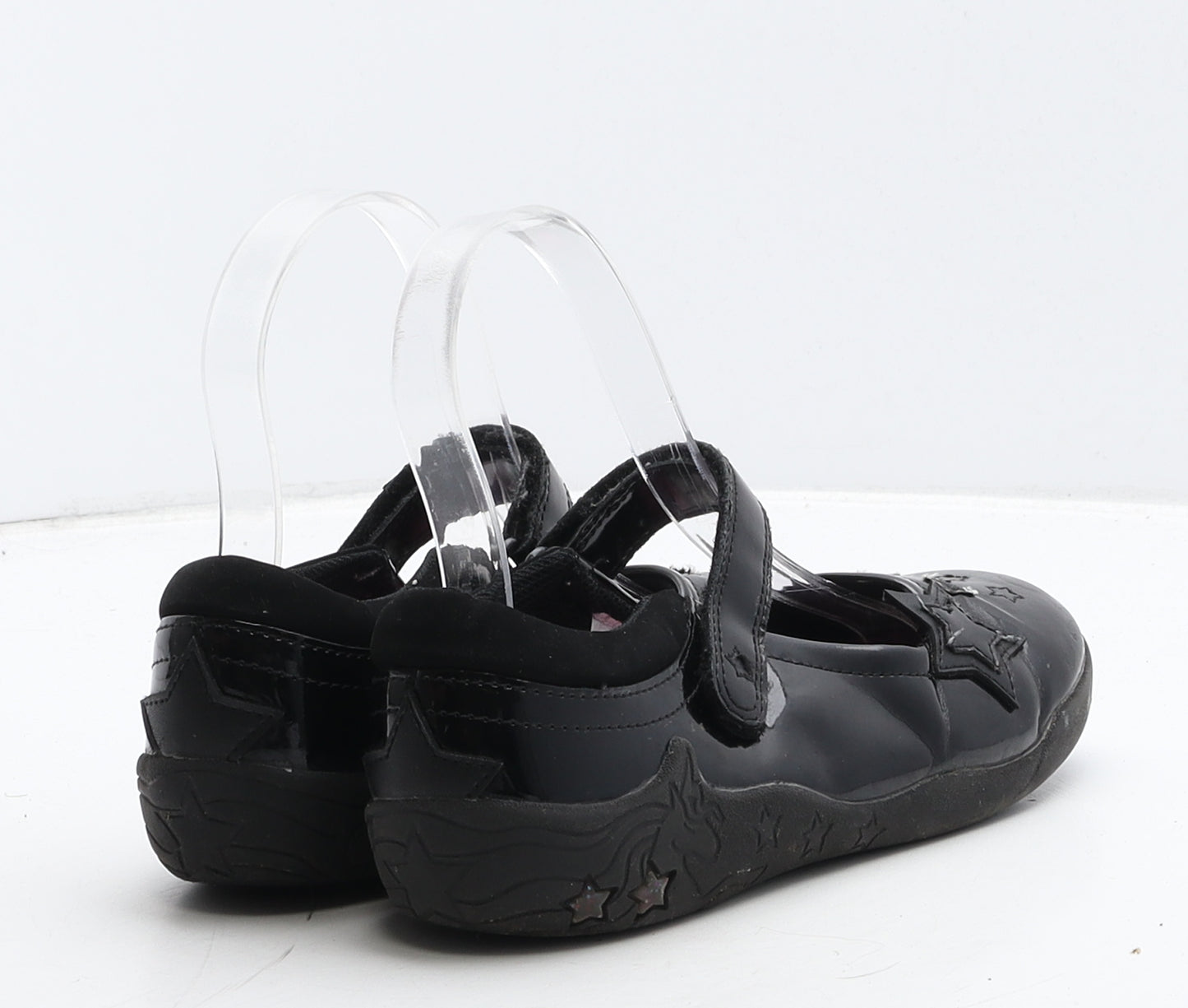 George Girls Black Geometric Vinyl Mary Jane Flat UK 1 33