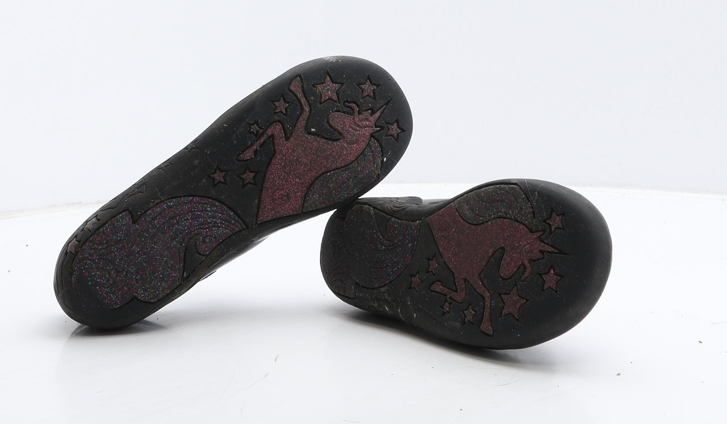 George Girls Black Geometric Vinyl Mary Jane Flat UK 1 33