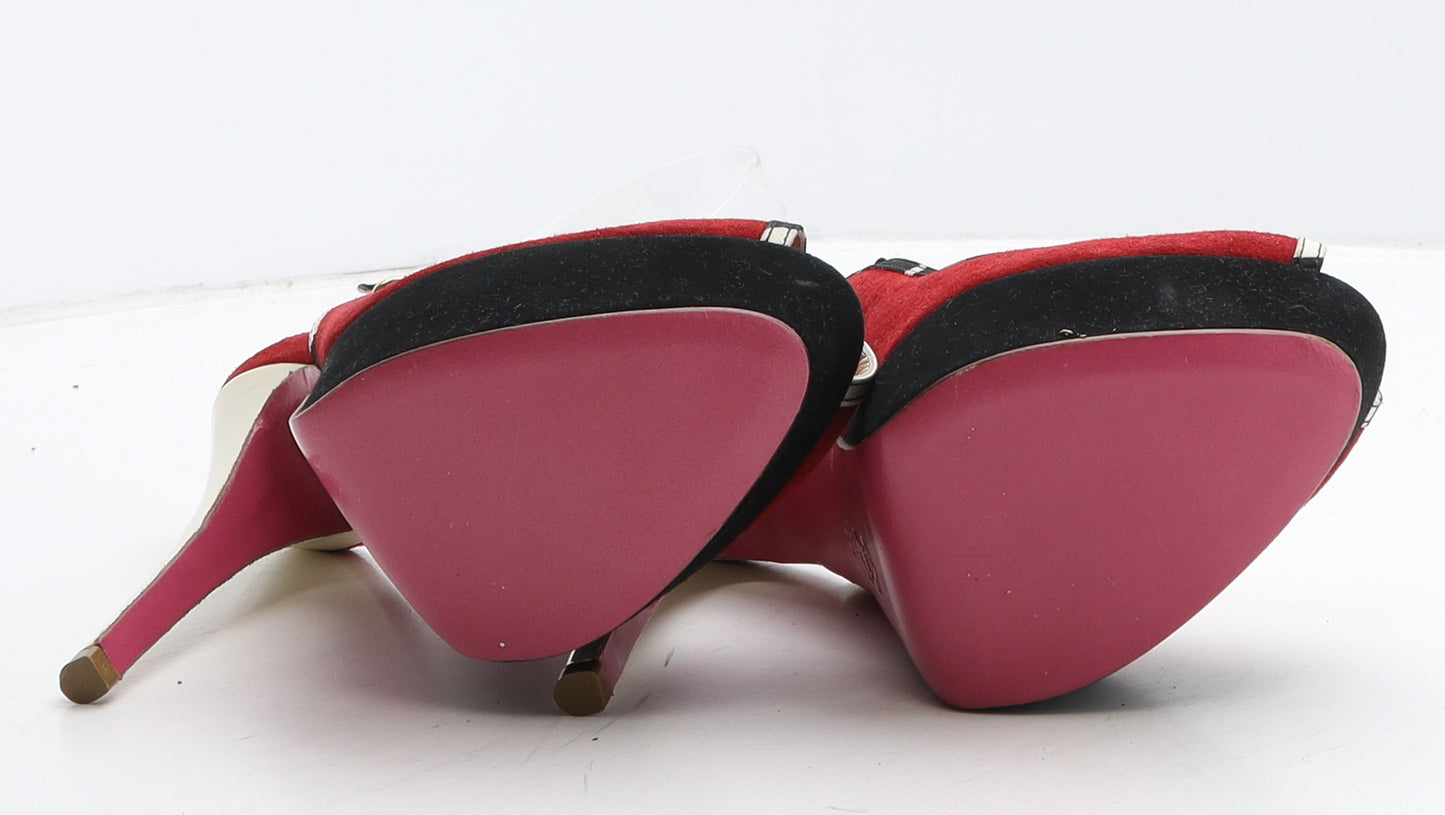 Precious Womens Red Colourblock Suede Slingback Heel UK 6 39
