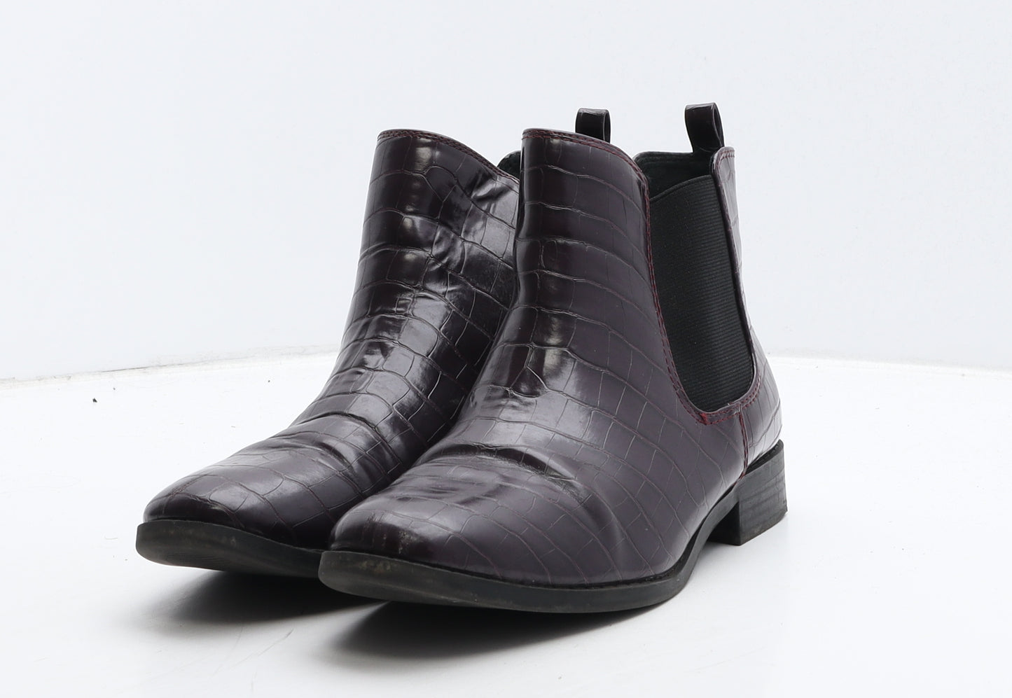 Papaya Womens Purple Geometric Leather Chelsea Boot UK 6 39