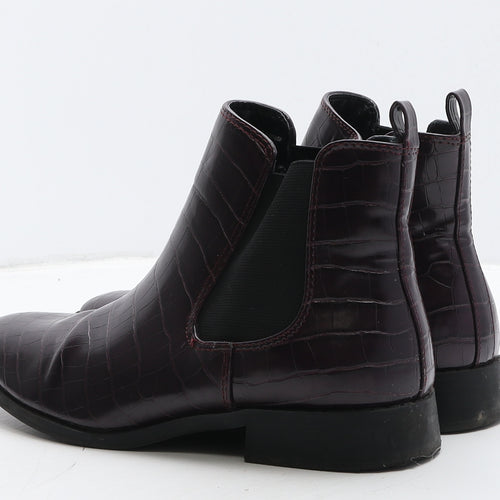 Papaya Womens Purple Geometric Leather Chelsea Boot UK 6 39