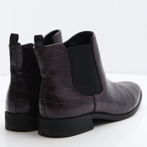 Papaya Womens Purple Geometric Leather Chelsea Boot UK 6 39
