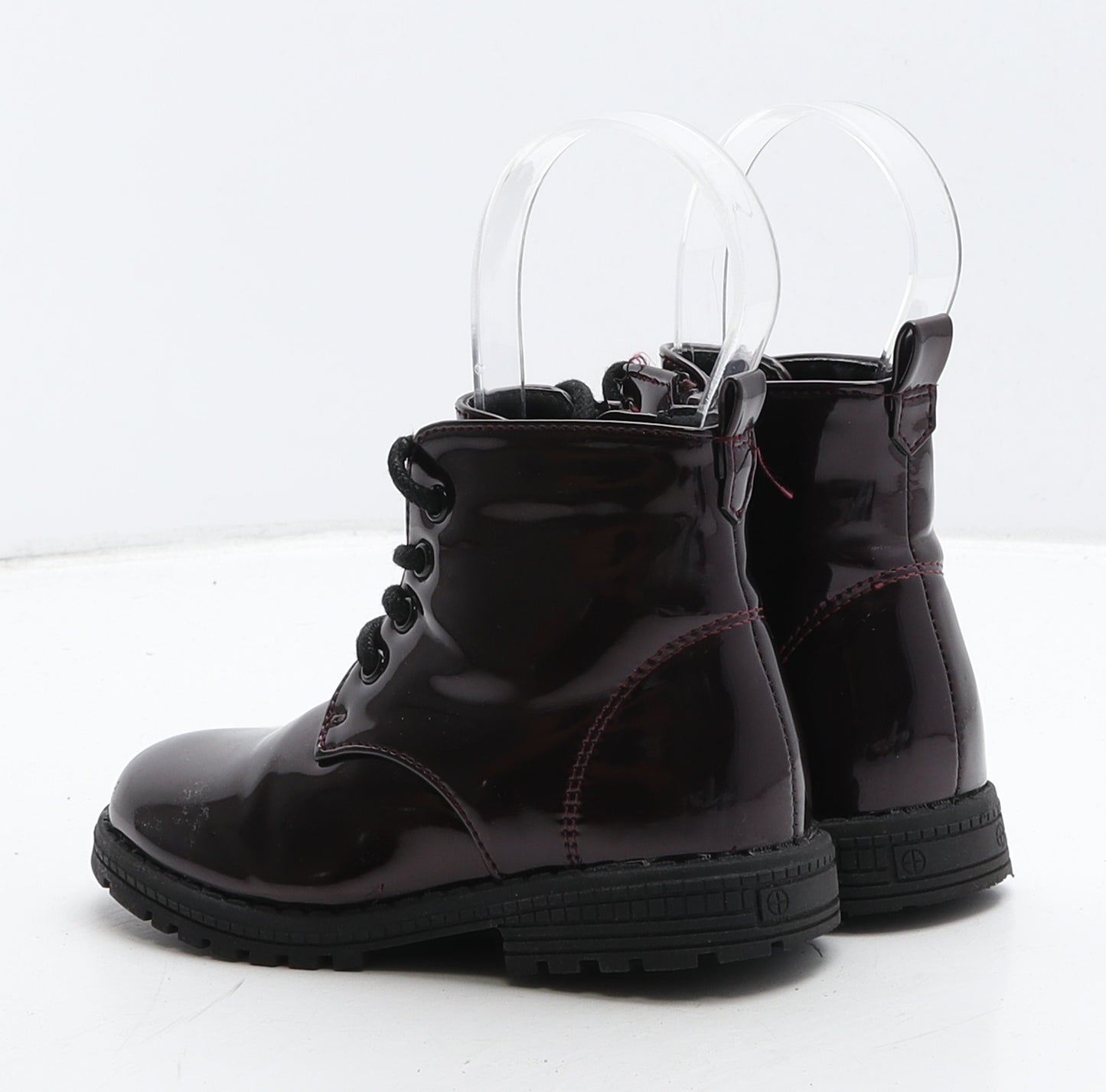 Matalan Girls Red Vinyl Combat Boot UK 8