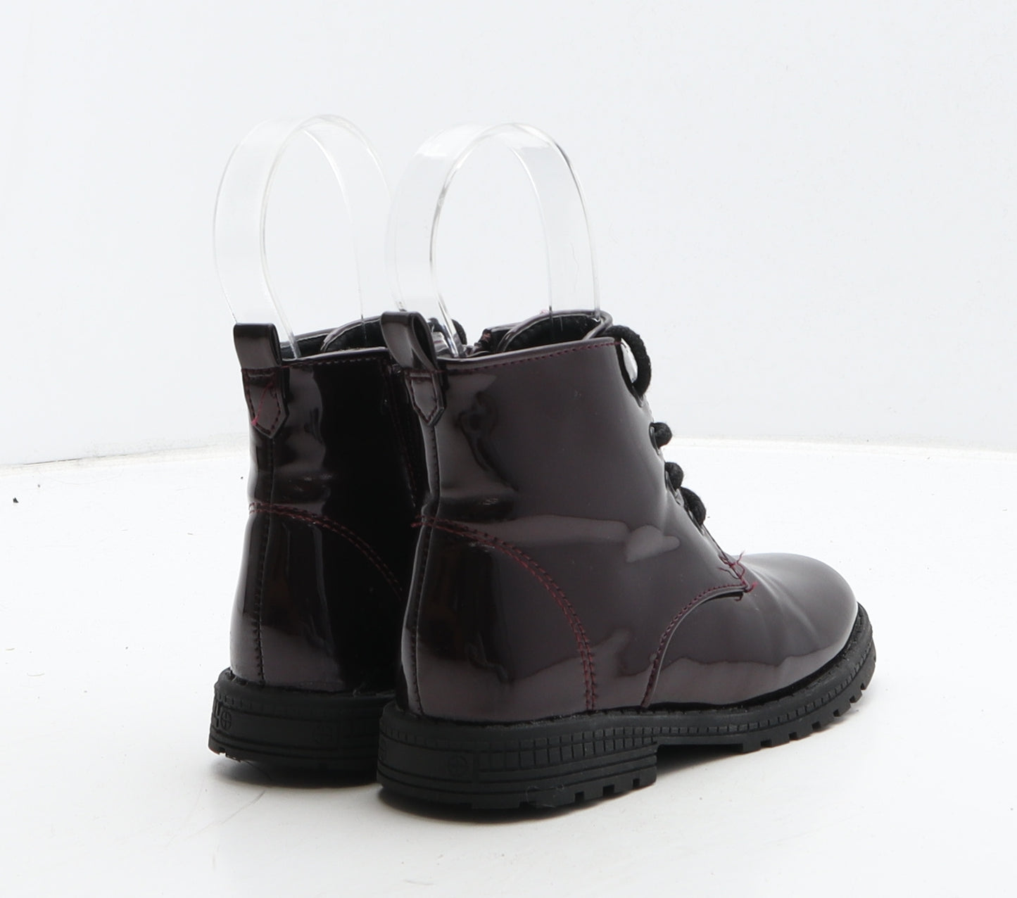 Matalan Girls Red Vinyl Combat Boot UK 8