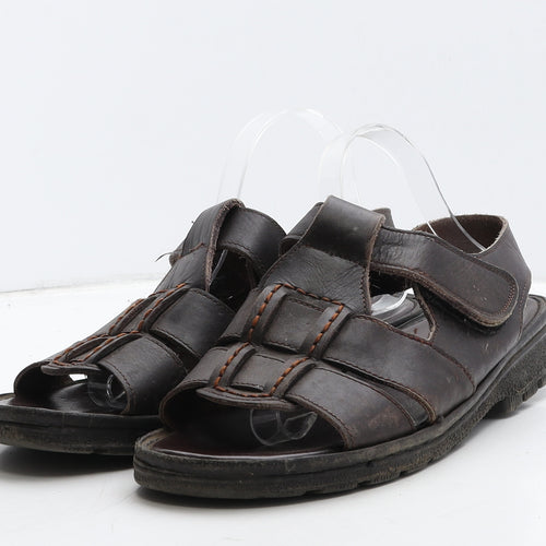 Castaway Mens Brown Leather Fisherman Casual UK 11