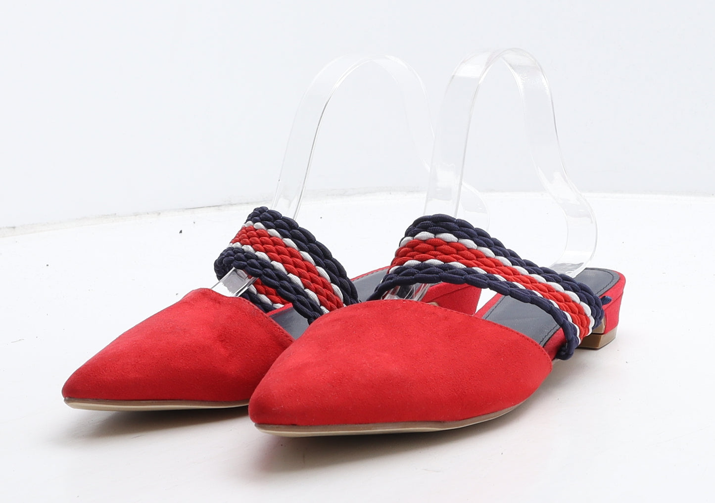 TU Womens Red Geometric Suede Slip On Casual UK 6