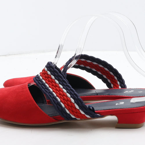 TU Womens Red Geometric Suede Slip On Casual UK 6
