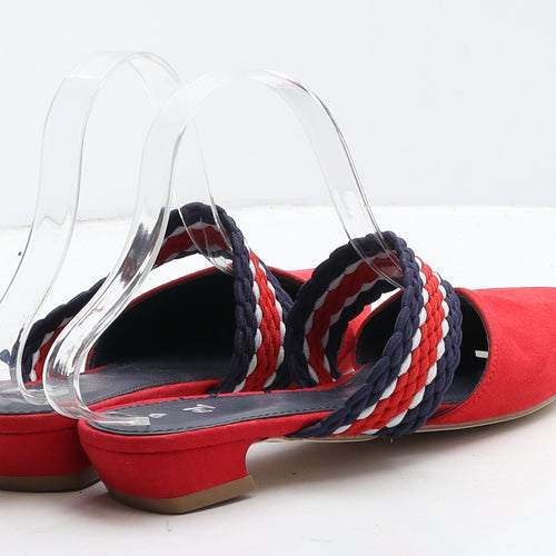 TU Womens Red Geometric Suede Slip On Casual UK 6
