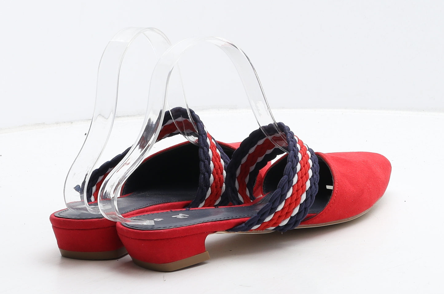 TU Womens Red Geometric Suede Slip On Casual UK 6