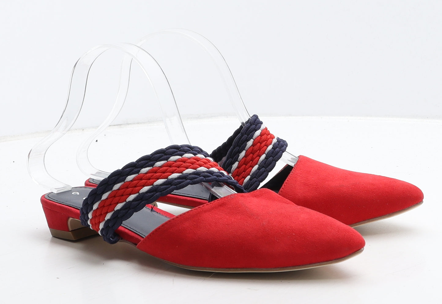 TU Womens Red Geometric Suede Slip On Casual UK 6