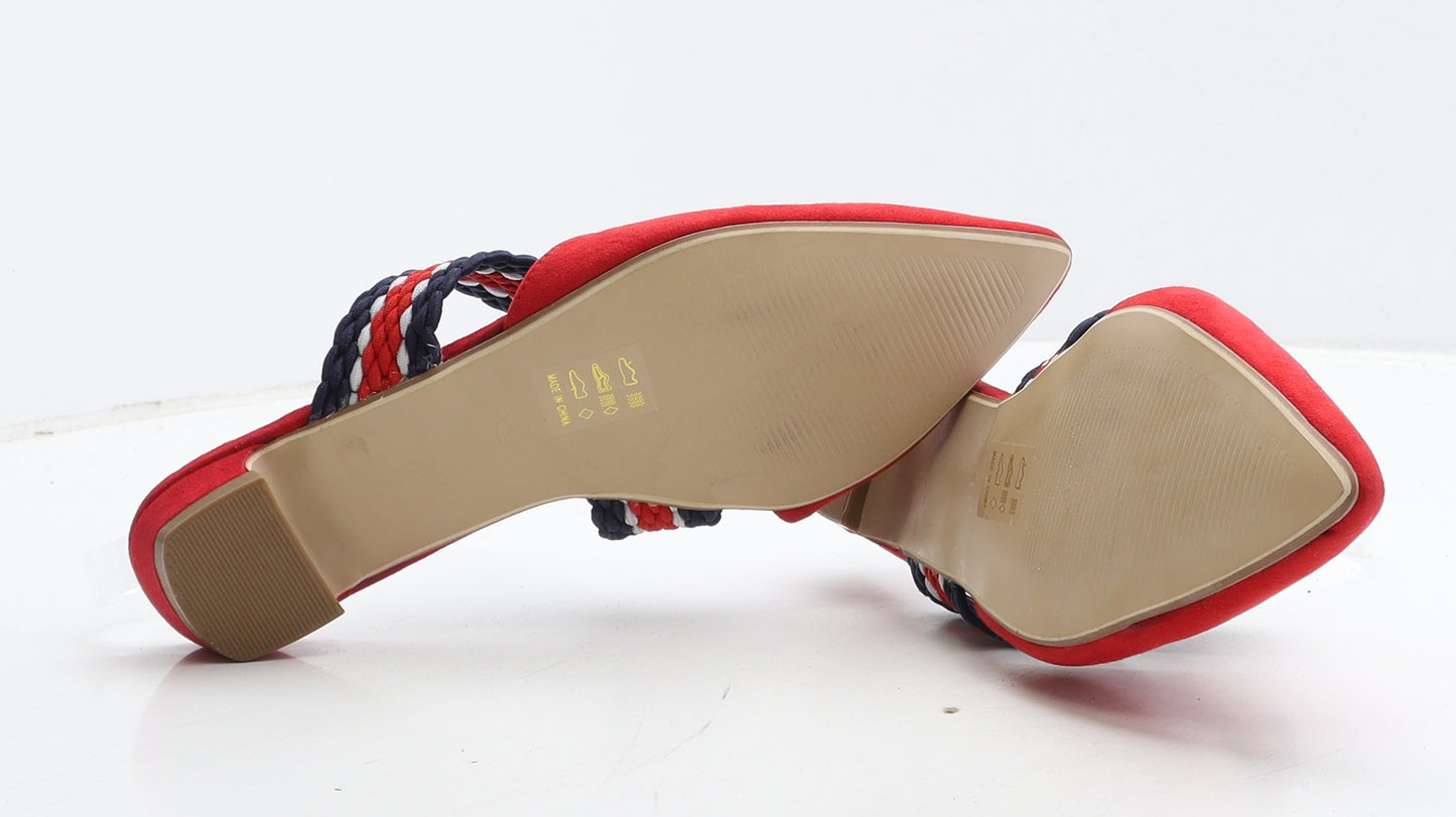 TU Womens Red Geometric Suede Slip On Casual UK 6