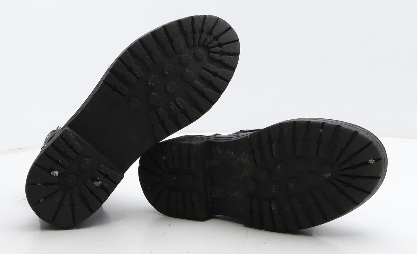 Preworn Womens Black Leather Biker Boot UK 5 38