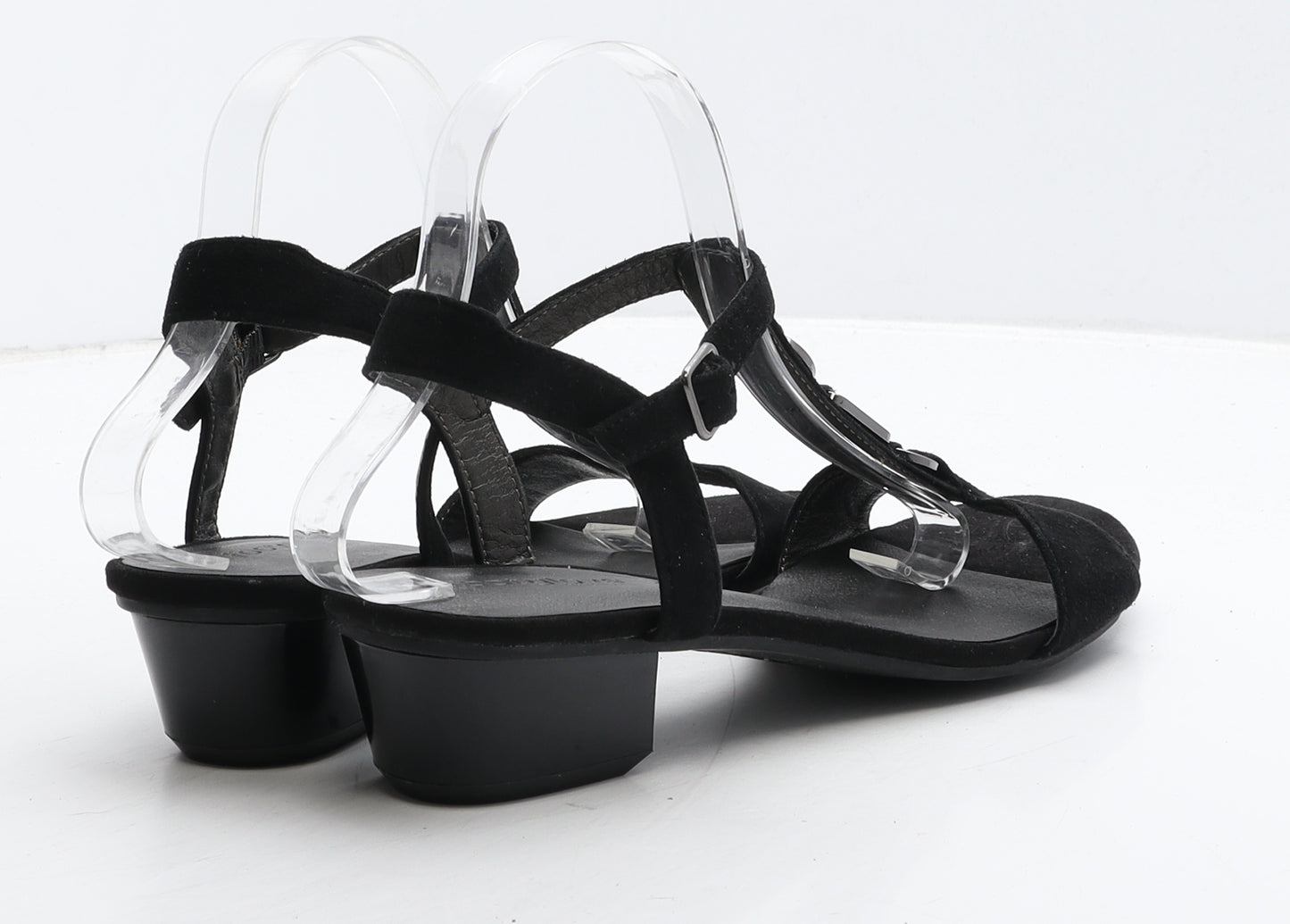 FootGlove Womens Black Suede Strappy Sandal UK 7