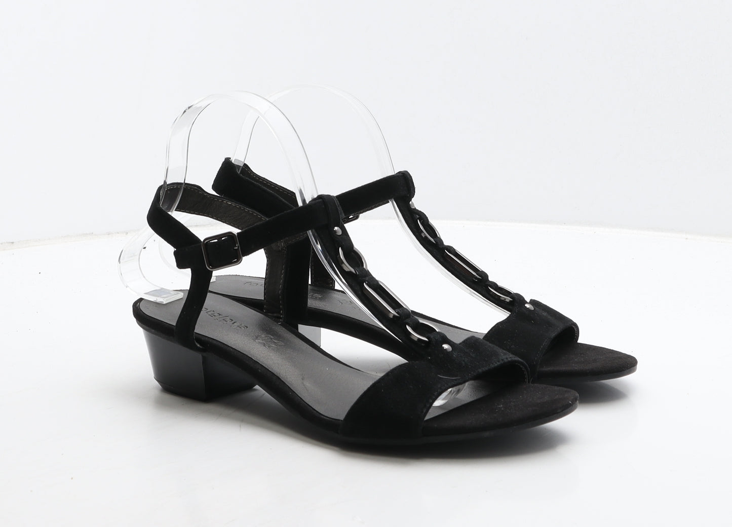 FootGlove Womens Black Suede Strappy Sandal UK 7
