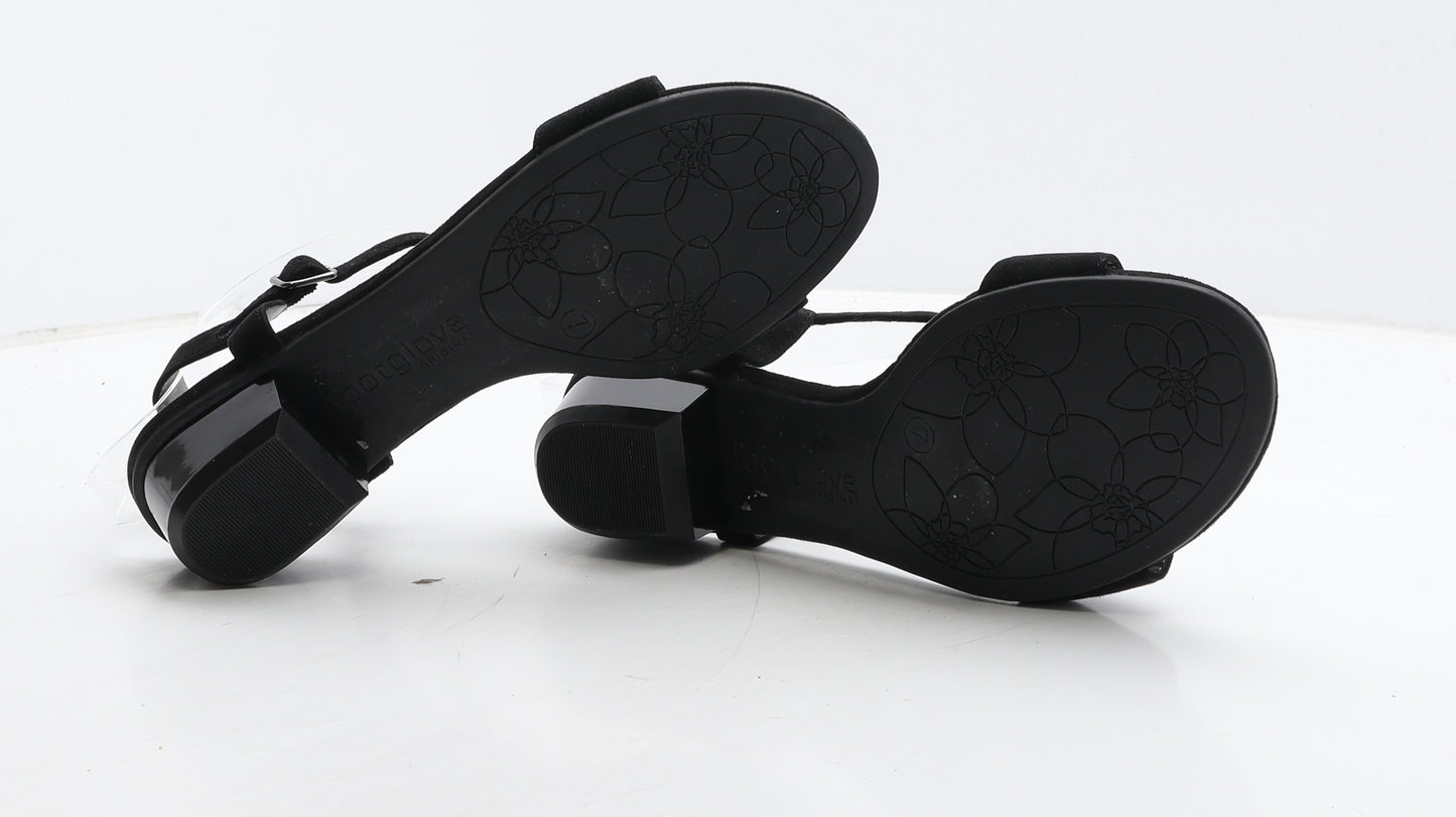 FootGlove Womens Black Suede Strappy Sandal UK 7