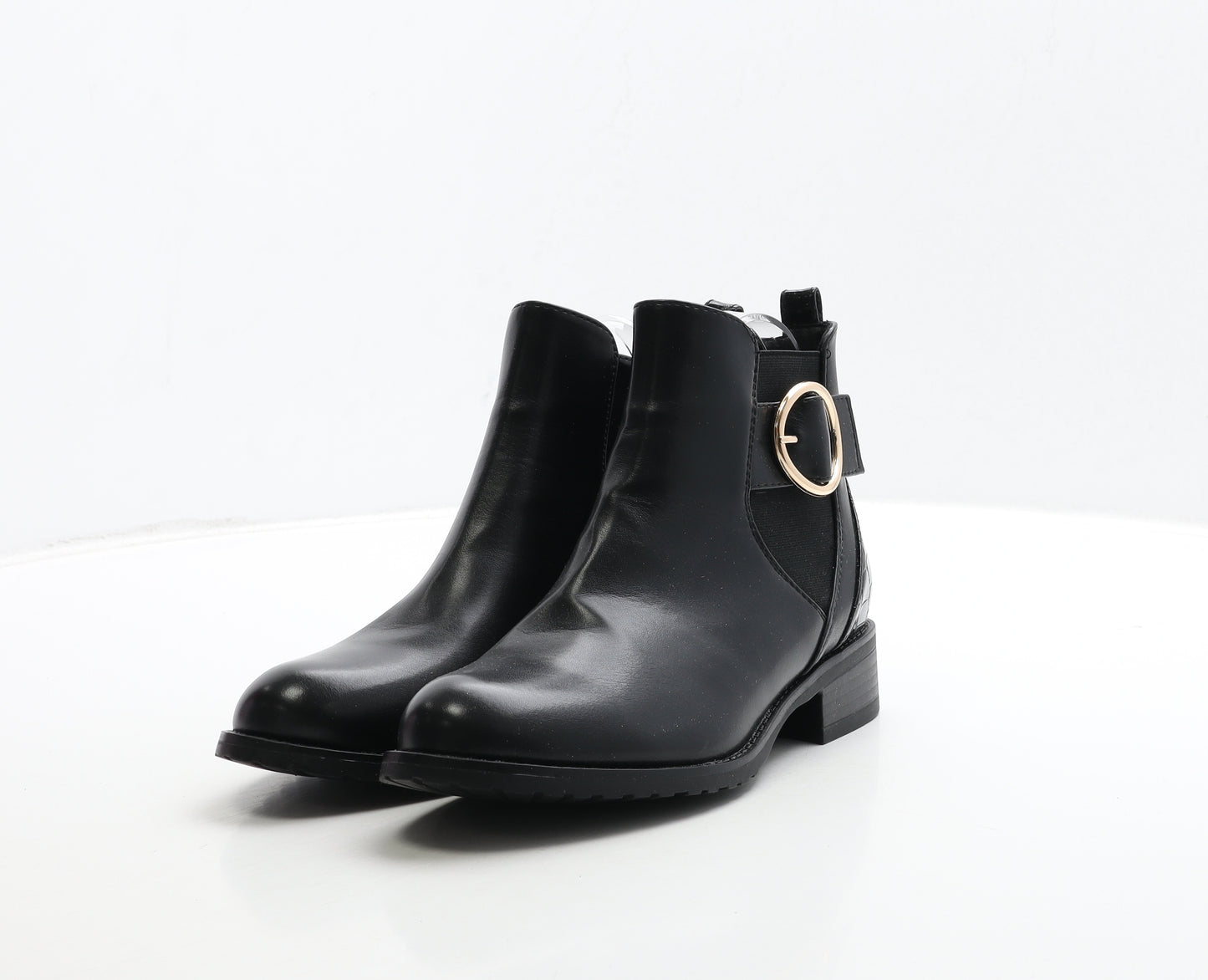 Preworn Womens Black Leather Chelsea Boot UK 4 37