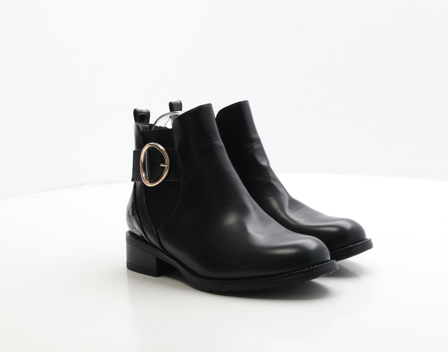Preworn Womens Black Leather Chelsea Boot UK 4 37