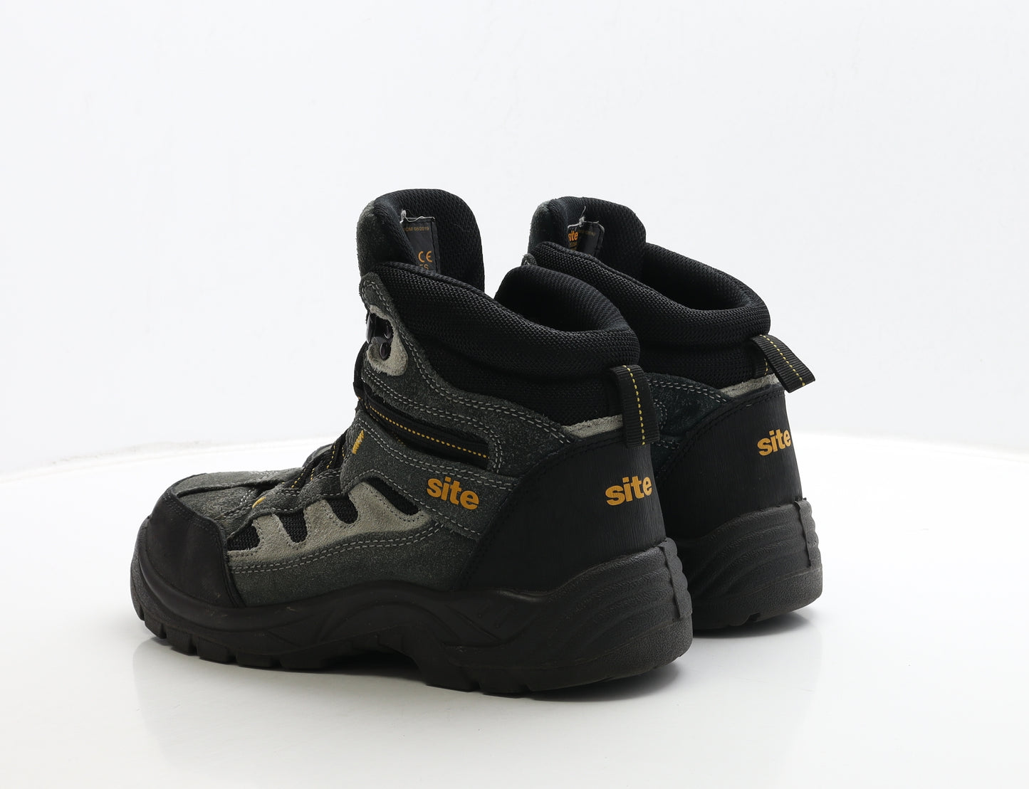 Site Mens Black Leather Combat Boot UK 8 42 - Work Boots