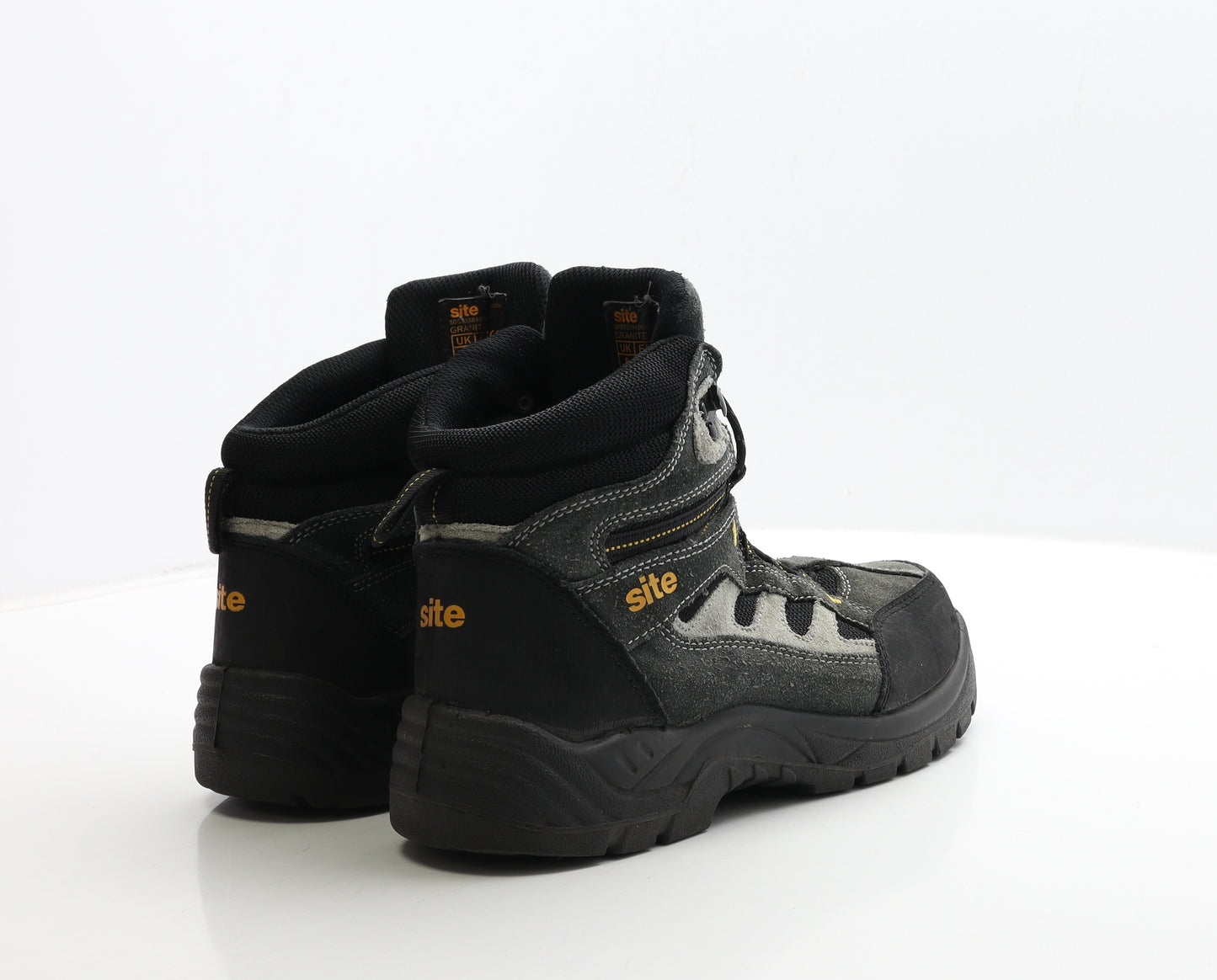 Site Mens Black Leather Combat Boot UK 8 42 - Work Boots