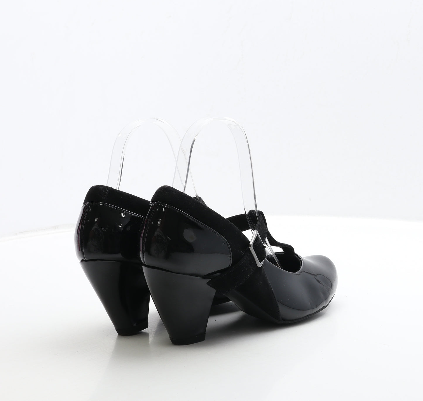 Clarks Womens Black Patent Leather Court Heel UK 5 38 - Mary Jane Style
