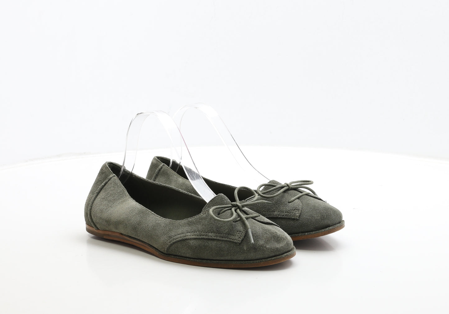Clarks Womens Green Leather Ballet Flat UK 6