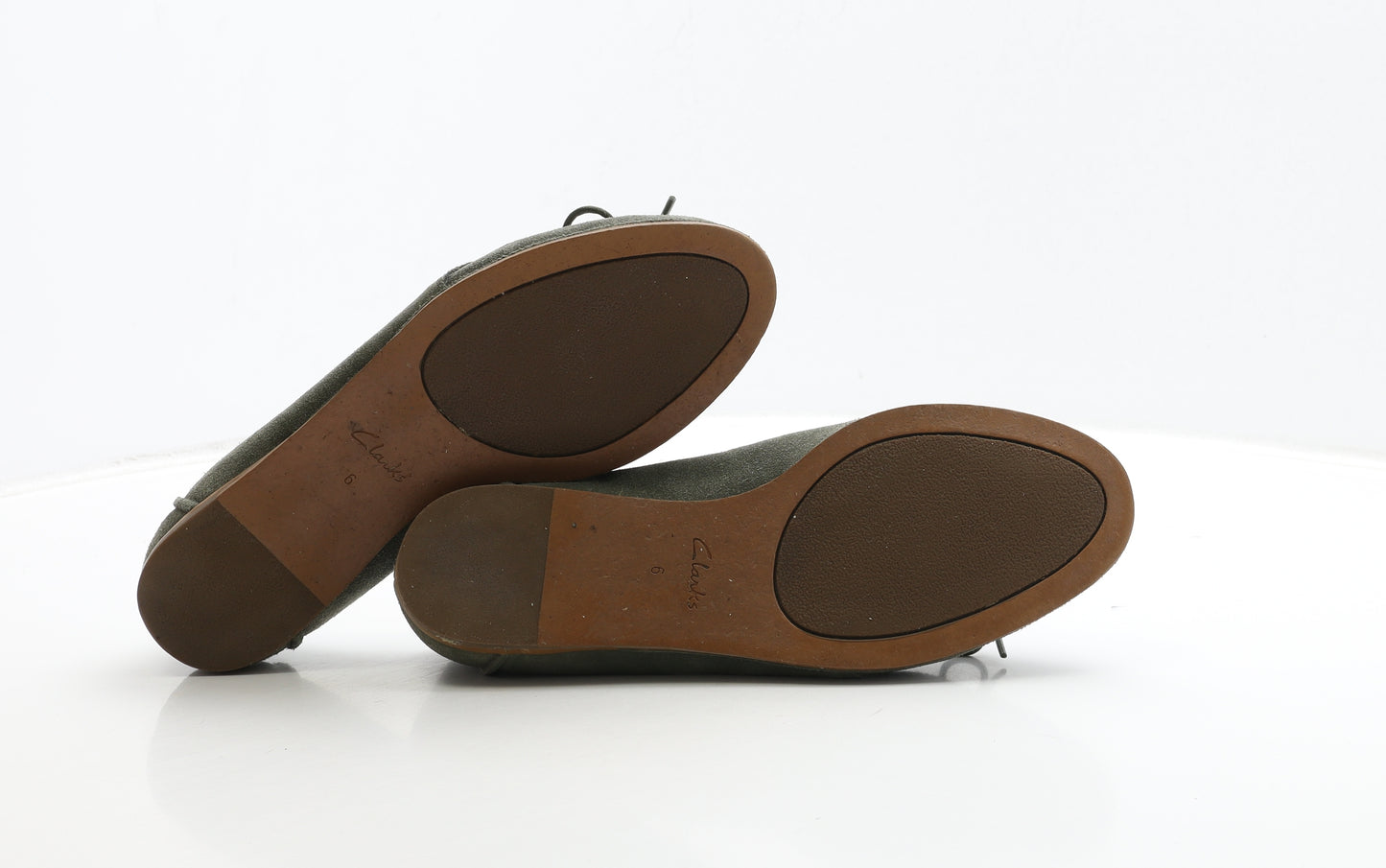 Clarks Womens Green Leather Ballet Flat UK 6