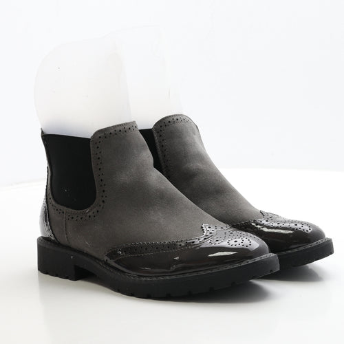 Graceland Womens Grey Leather Chelsea Boot UK 7 40 - Brogue Style