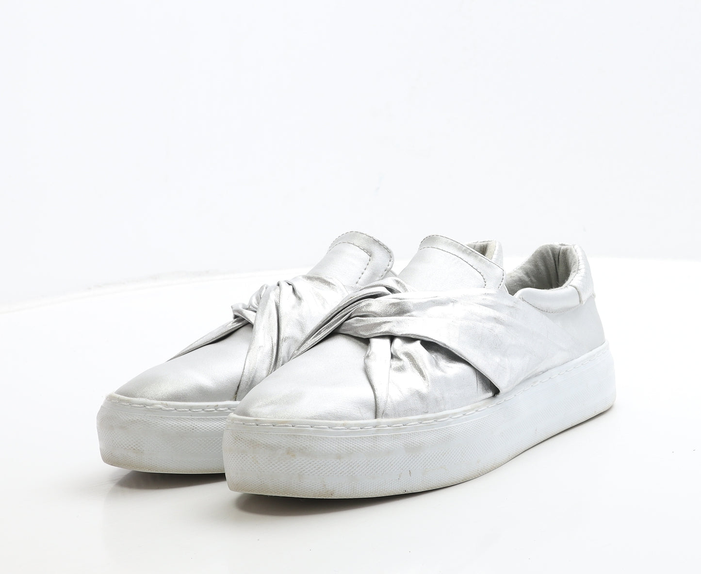 Star Collection Womens Silver Leather Slip On Flat UK 7 40